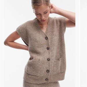 Topshop Brown Knit Sweater Vest